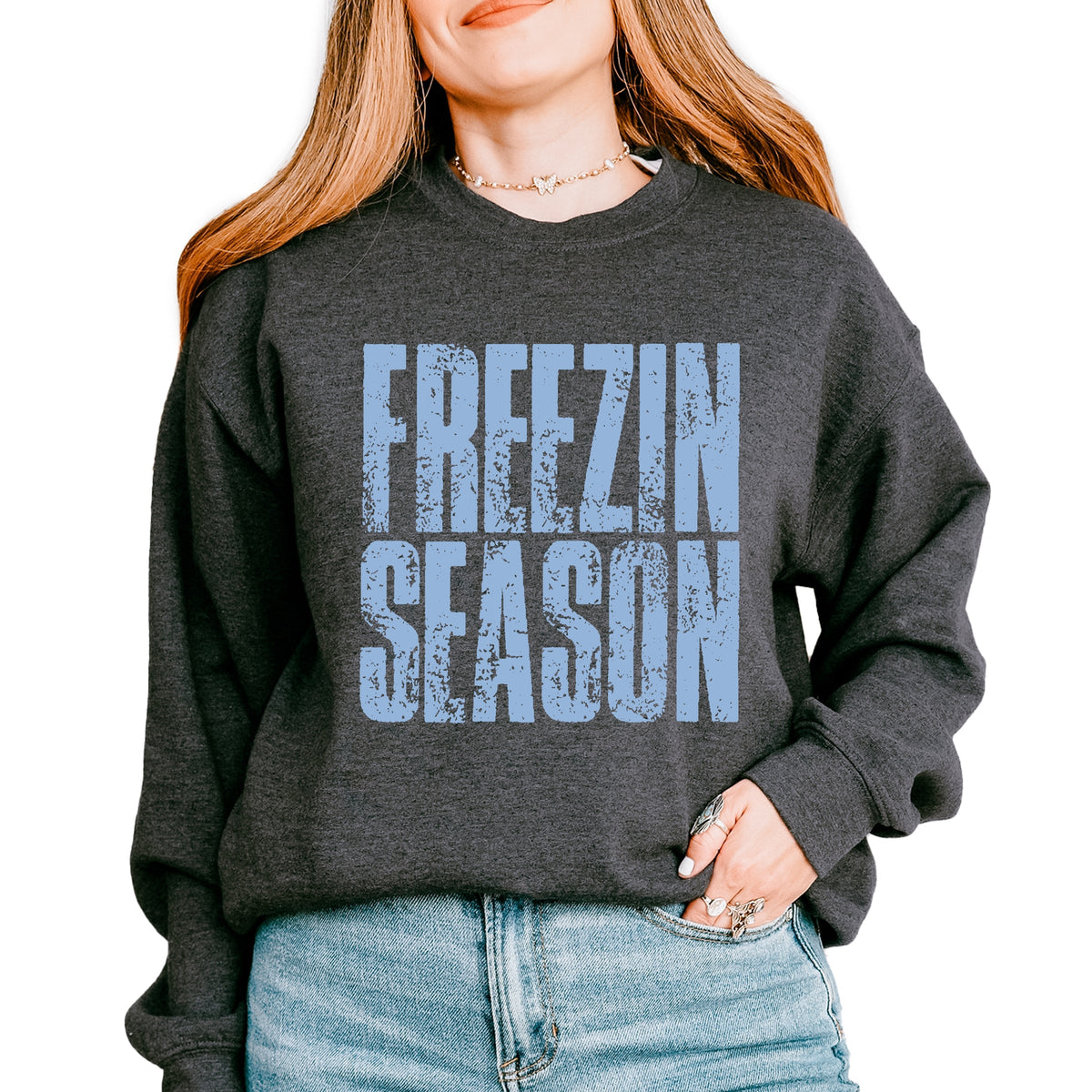 Freezin Season Block Distressed - Women's Graphic Sweatshirt