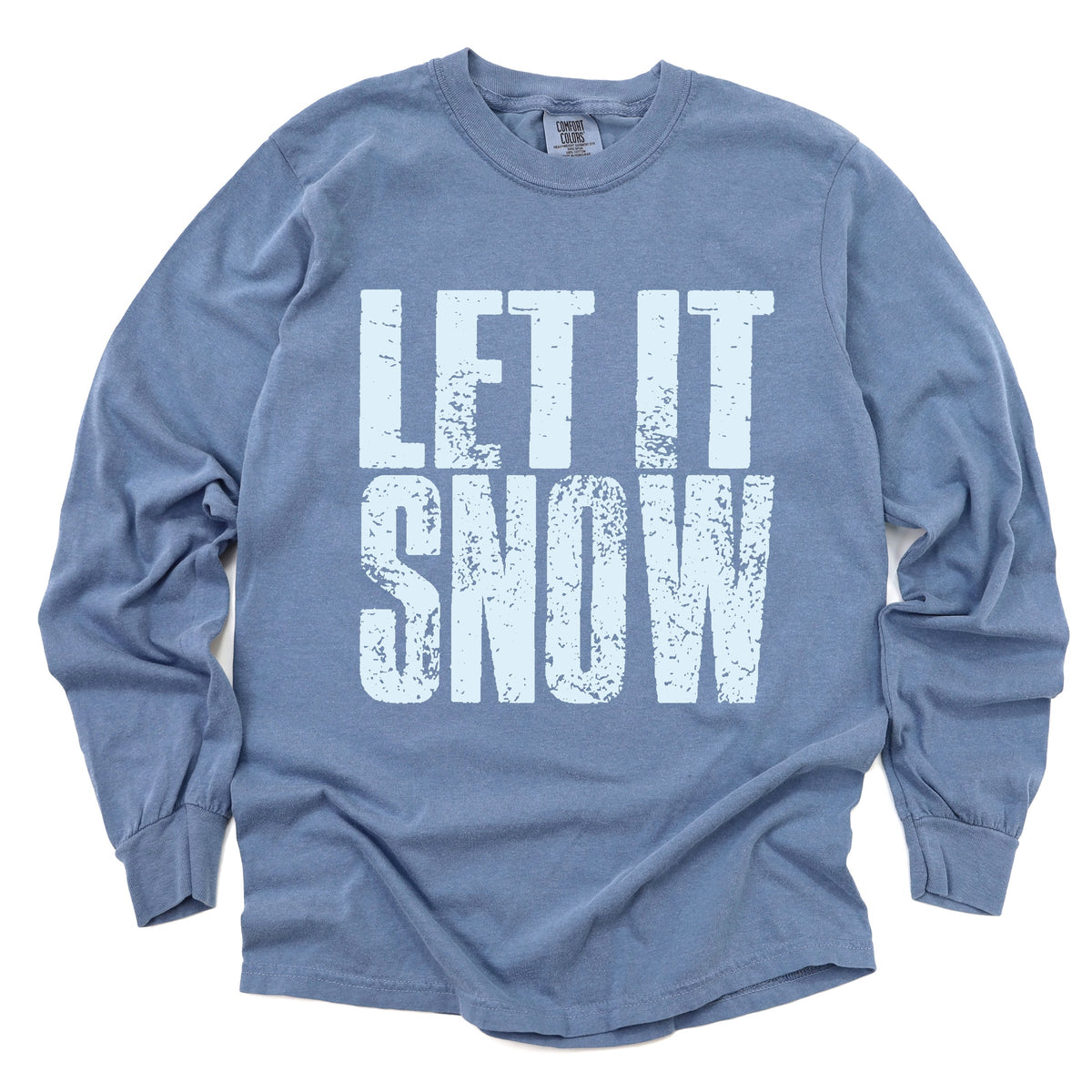 Let It Snow Block Distressed - Women's Garment Dyed Long Sleeve Graphic T-Shirt