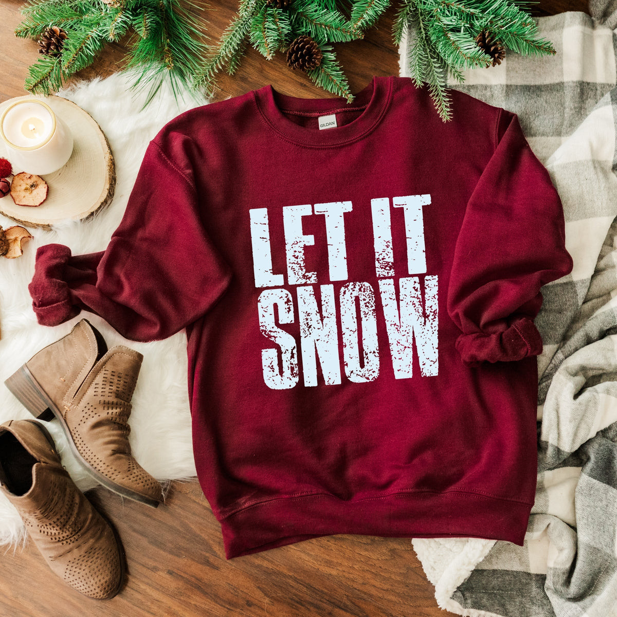 Let It Snow Block Distressed - Women's Graphic Sweatshirt