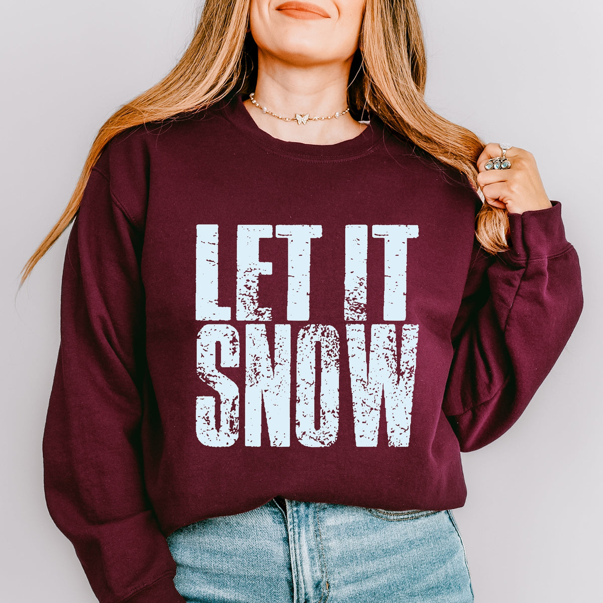 Let It Snow Block Distressed - Women's Graphic Sweatshirt