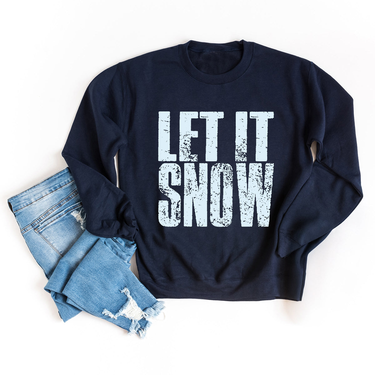 Let It Snow Block Distressed - Women's Graphic Sweatshirt
