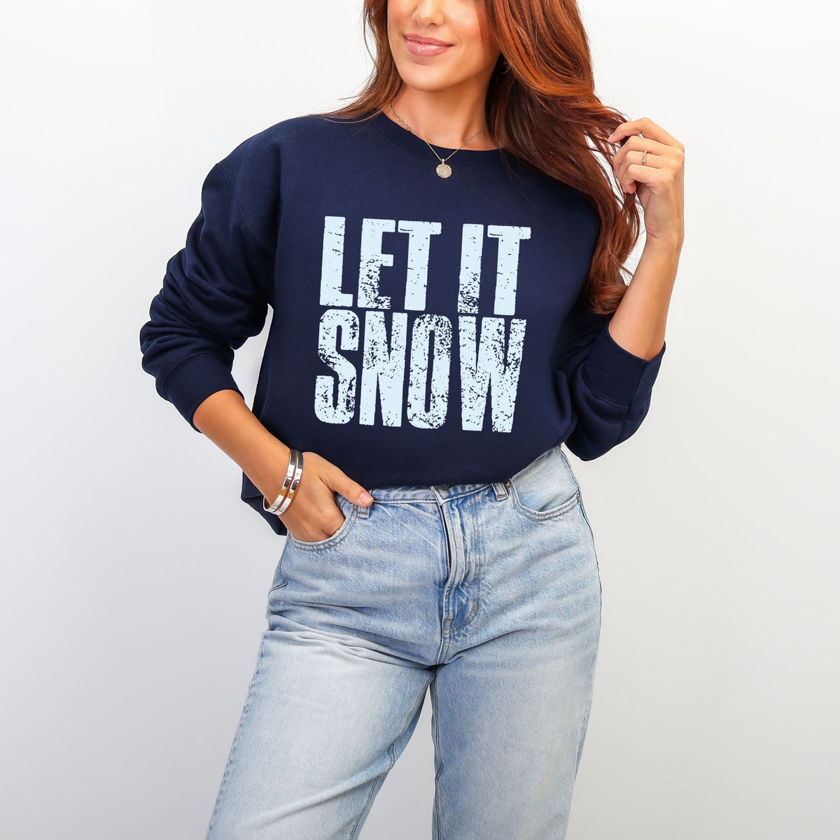 Let It Snow Block Distressed - Women's Graphic Sweatshirt