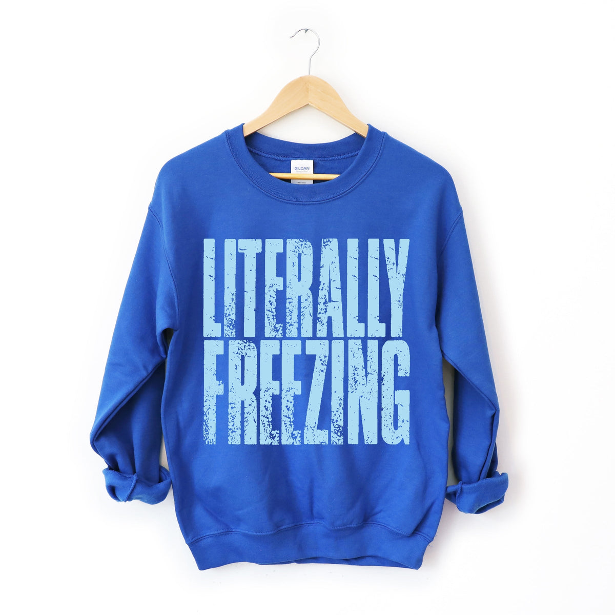 Literally Freezing Block Distressed - Women's Graphic Sweatshirt
