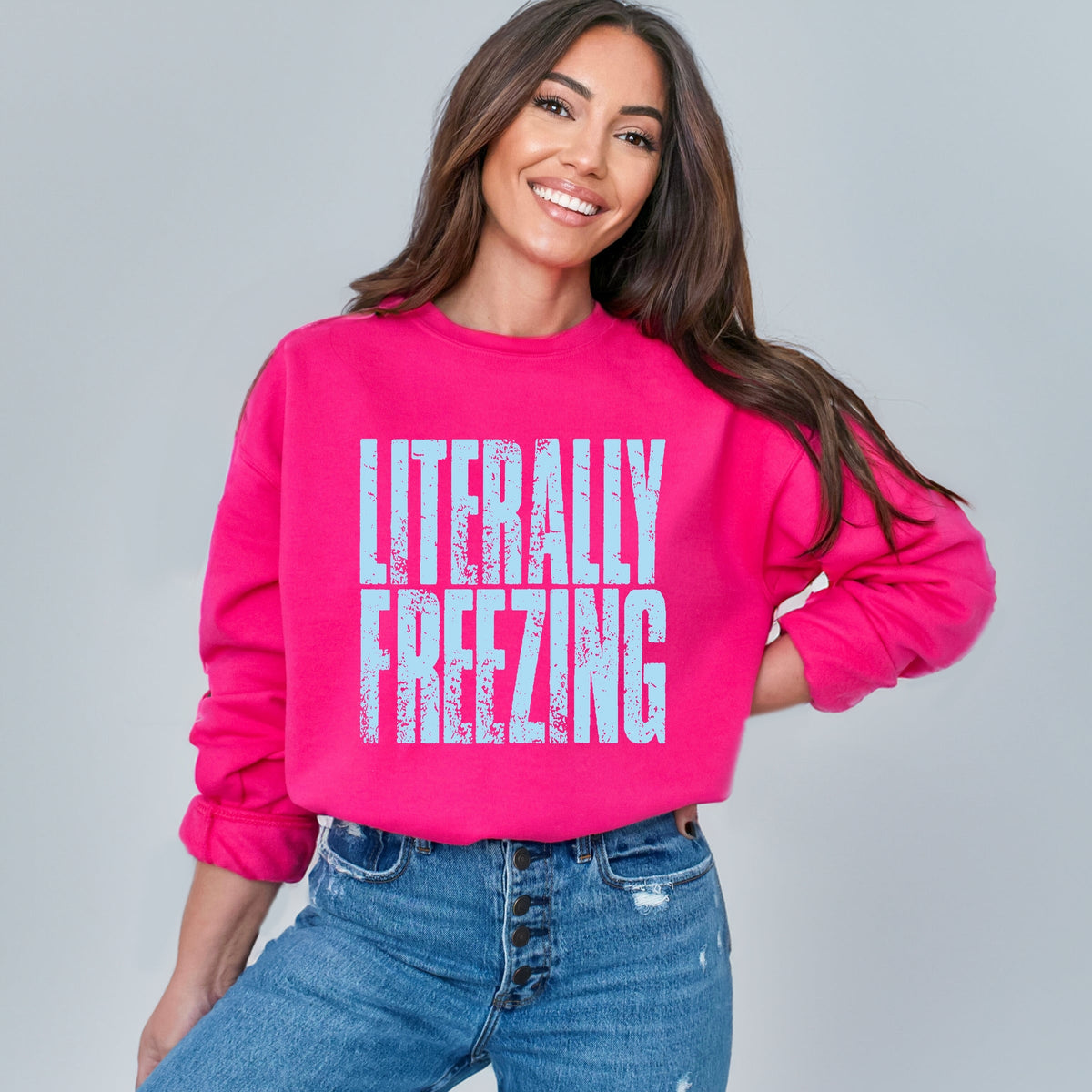 Literally Freezing Block Distressed - Women's Graphic Sweatshirt