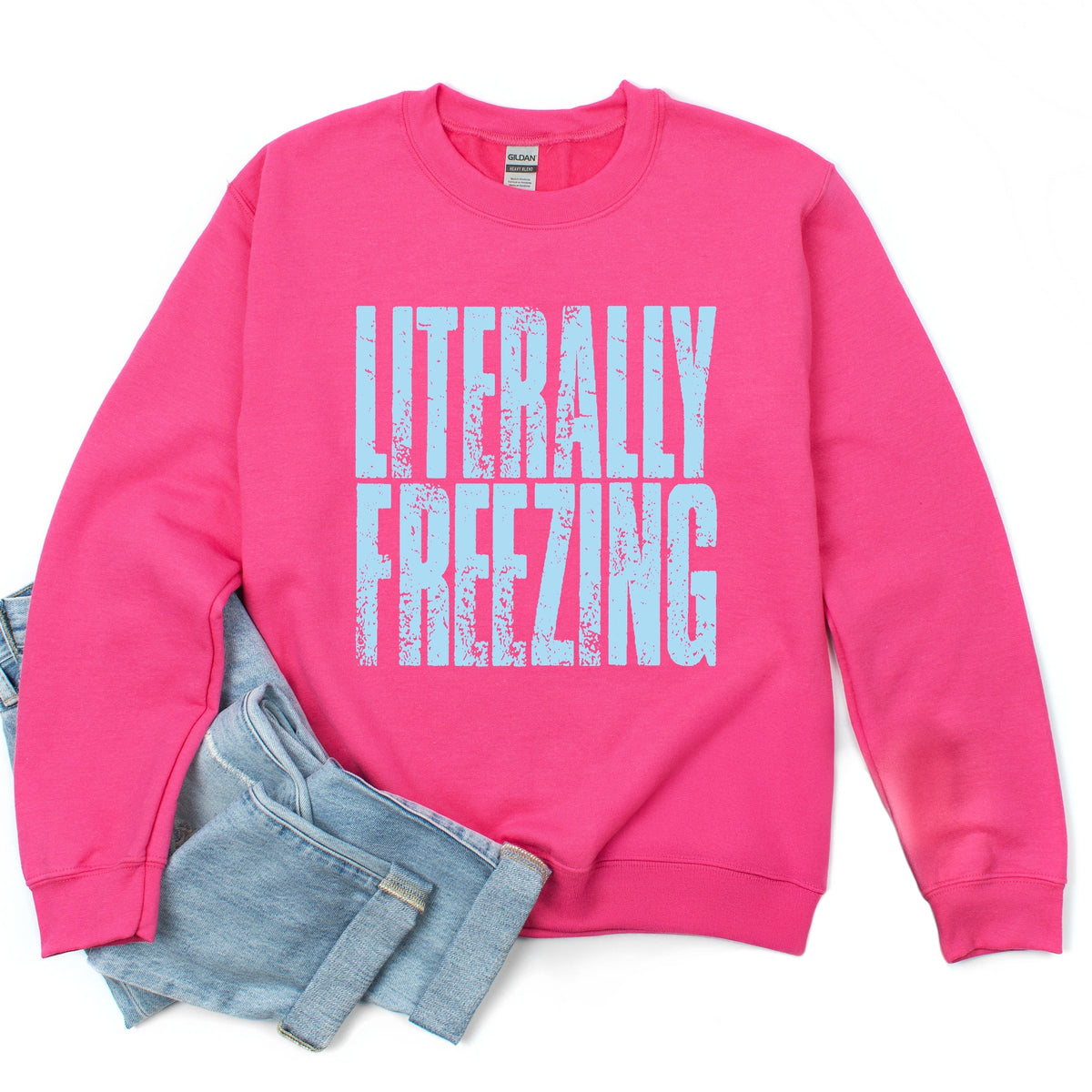 Literally Freezing Block Distressed - Women's Graphic Sweatshirt