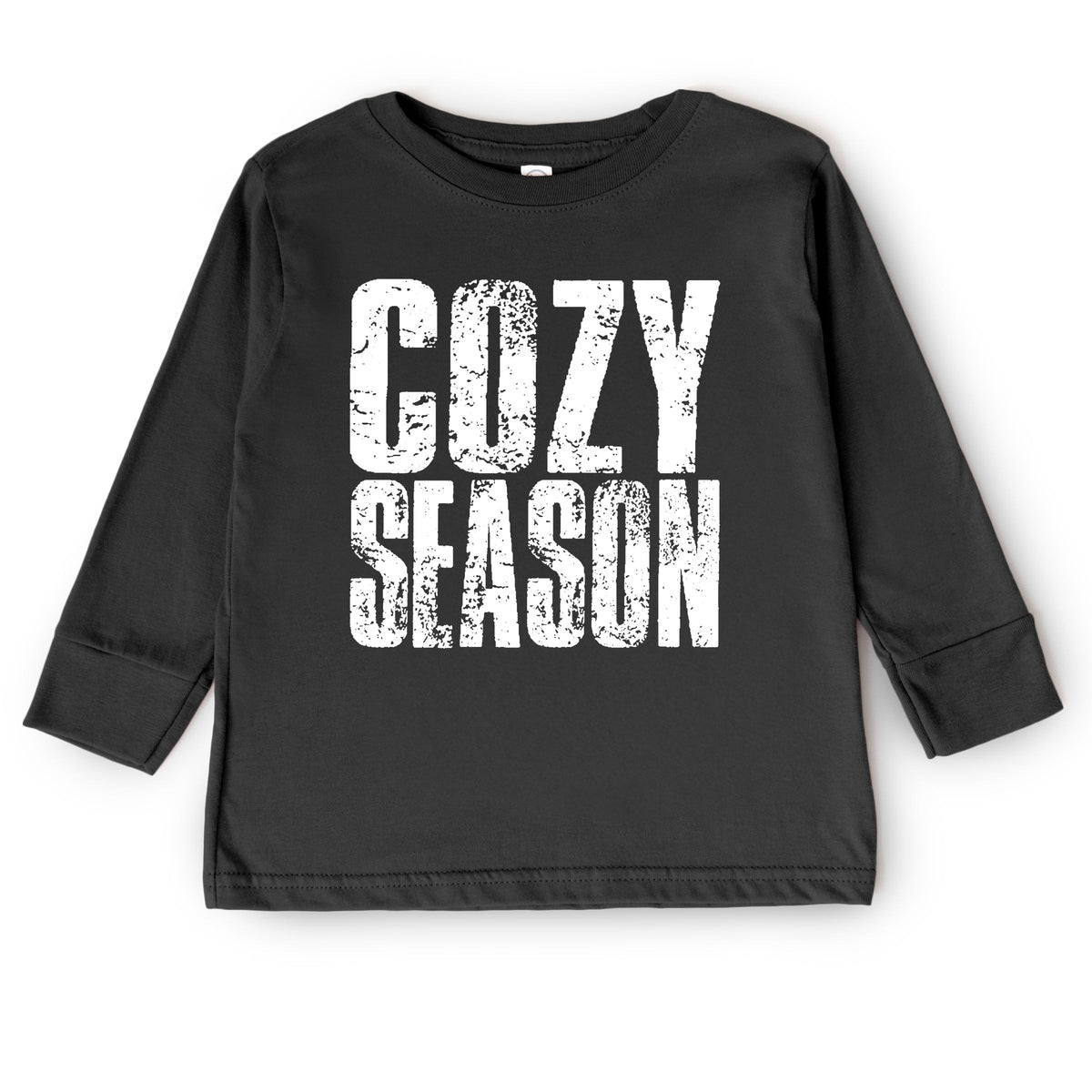 Cozy Season Block Distressed White - Toddler Long Sleeve Graphic Tee