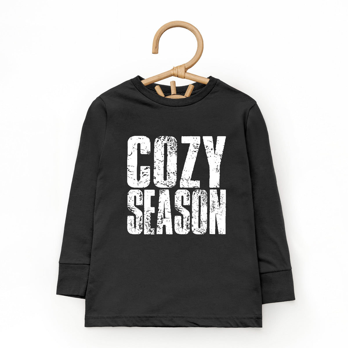 Cozy Season Block Distressed White - Toddler Long Sleeve Graphic Tee
