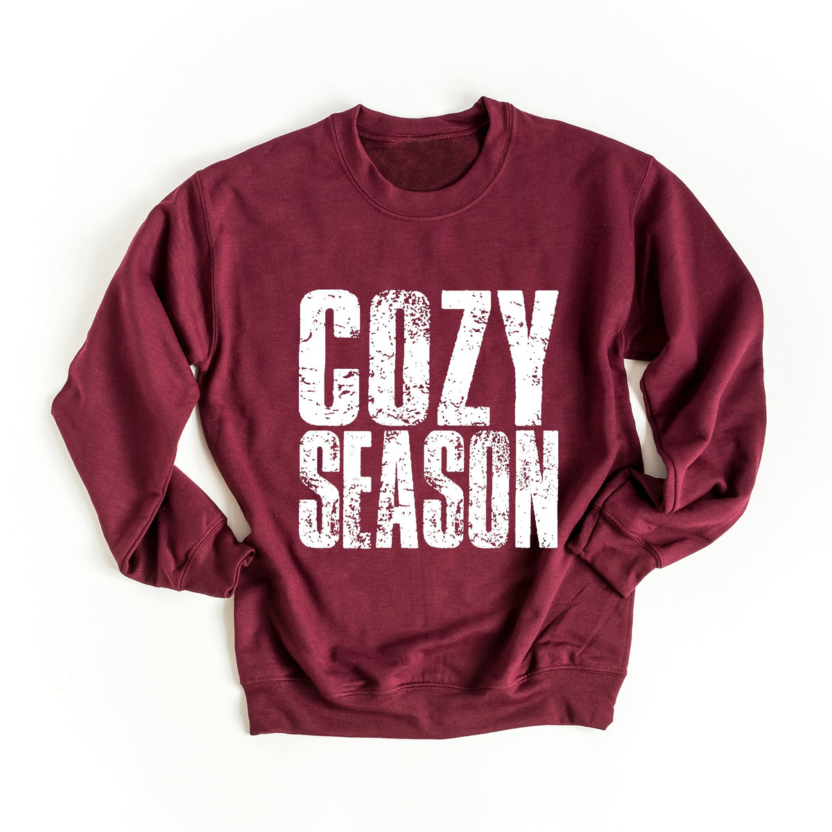 Cozy Season Block Distressed White - Women's Graphic Sweatshirt