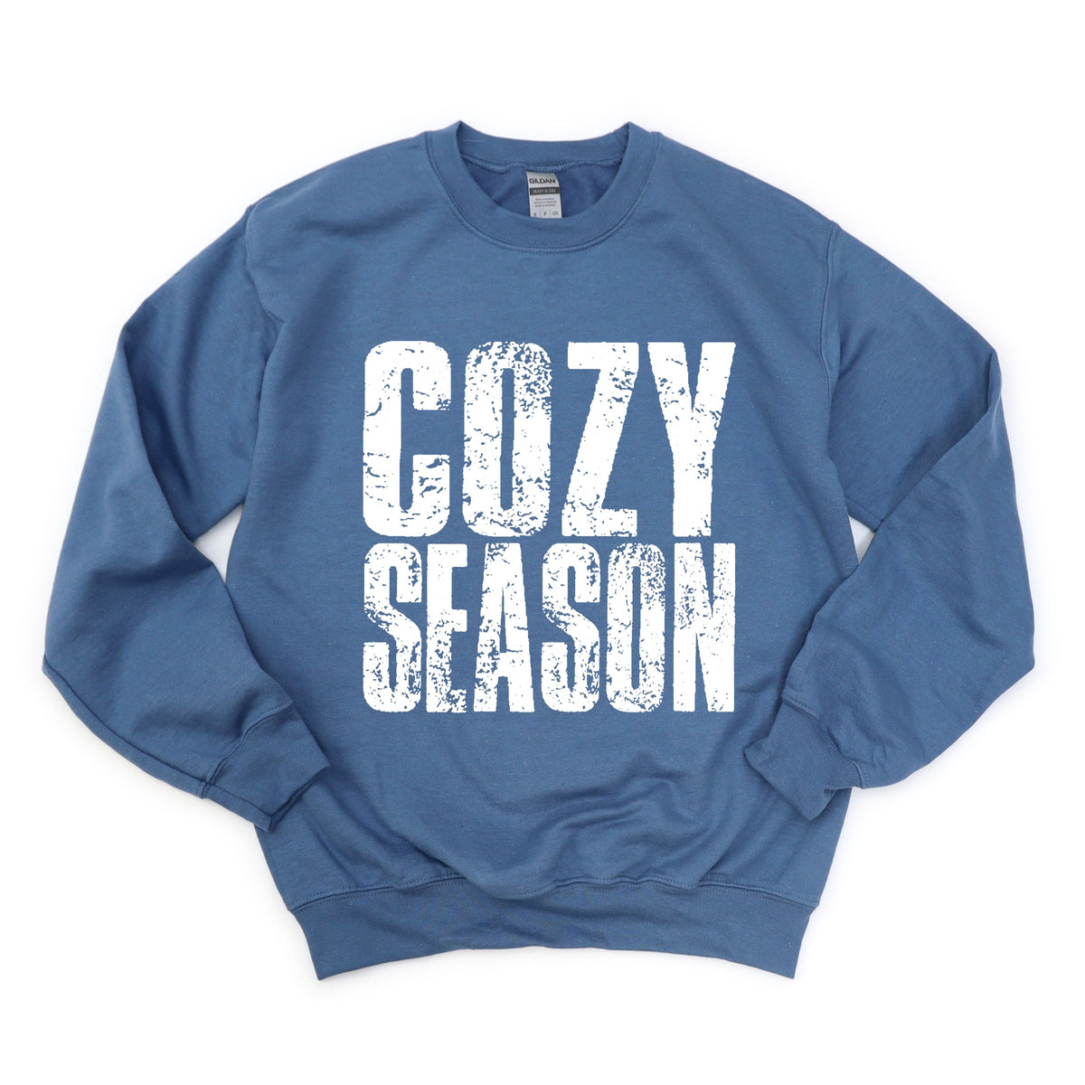 Cozy Season Block Distressed White - Women's Graphic Sweatshirt