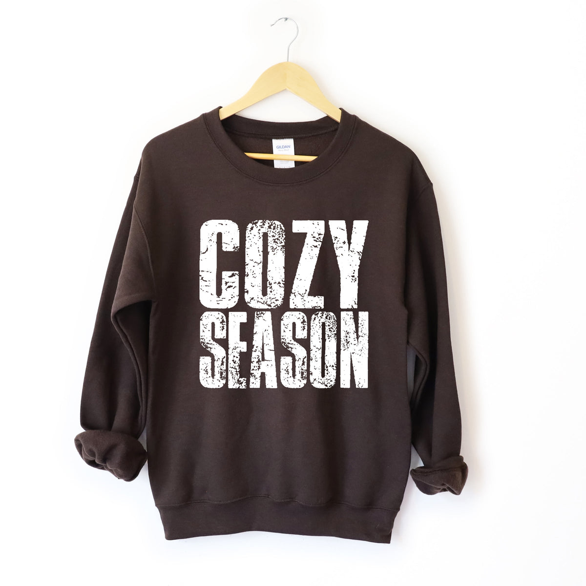 Cozy Season Block Distressed White - Women's Graphic Sweatshirt