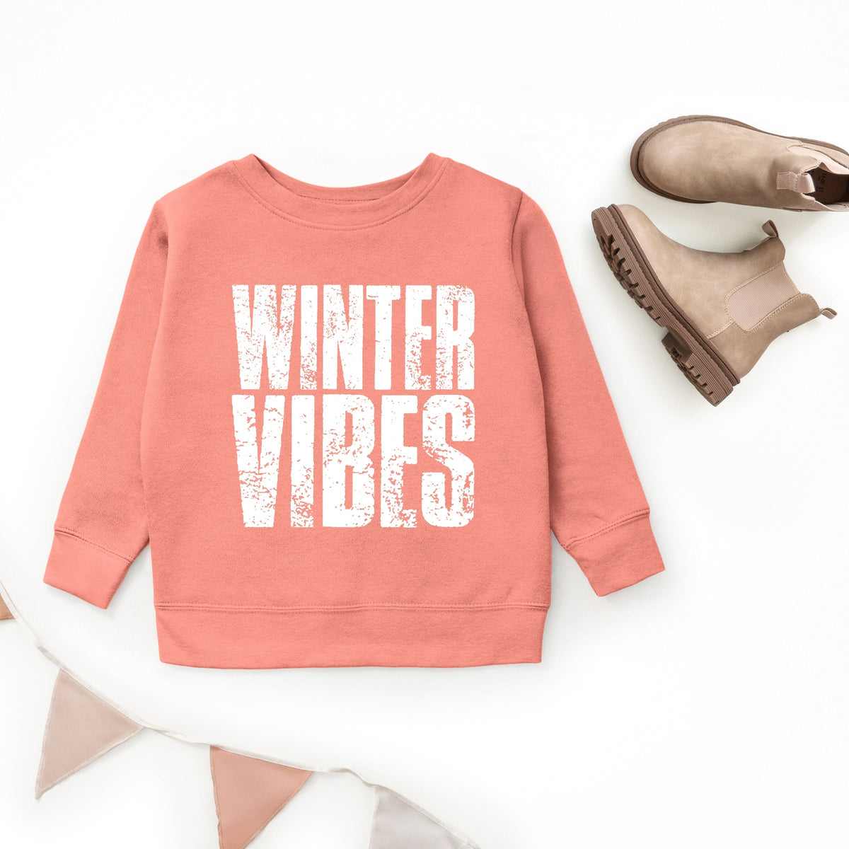 Winter Vibes Block Distressed - Youth Graphic Sweatshirt