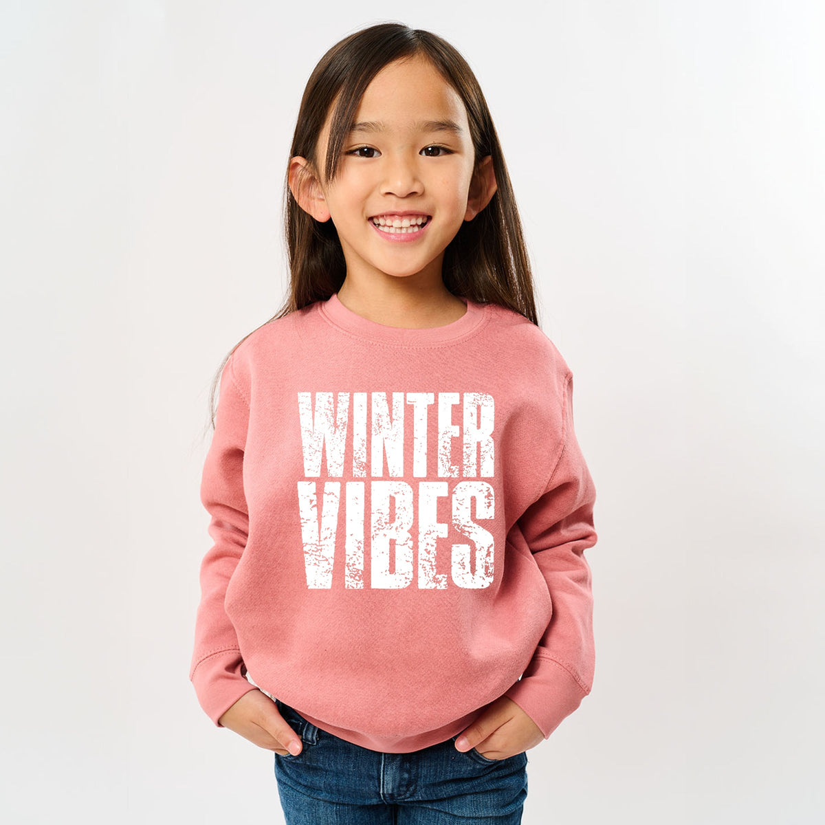 Winter Vibes Block Distressed - Youth Graphic Sweatshirt