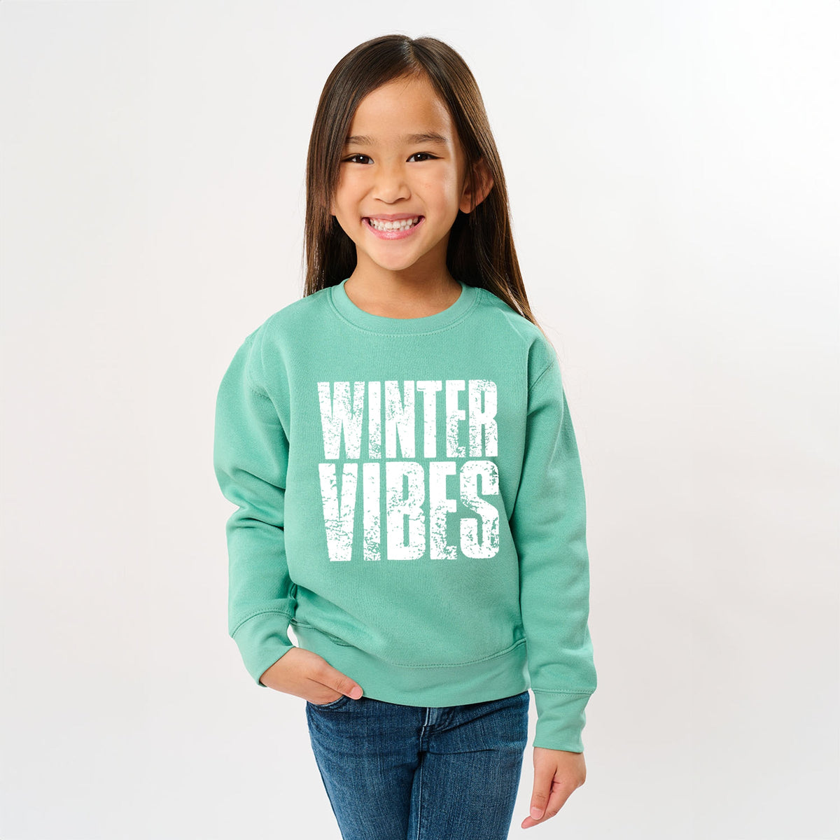Winter Vibes Block Distressed - Youth Graphic Sweatshirt