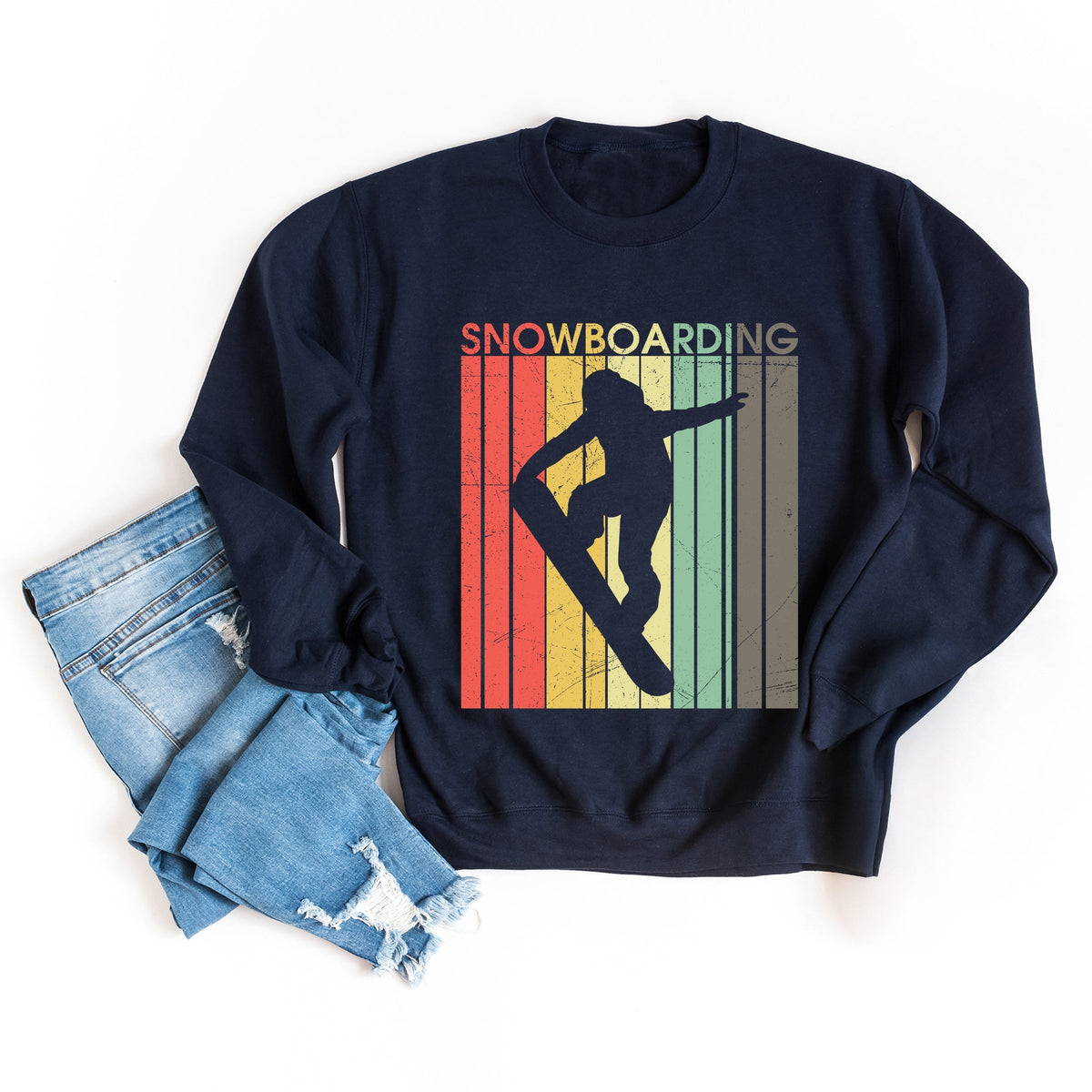 Snowboarding Silhouette Colorful Lines - Women's Graphic Sweatshirt