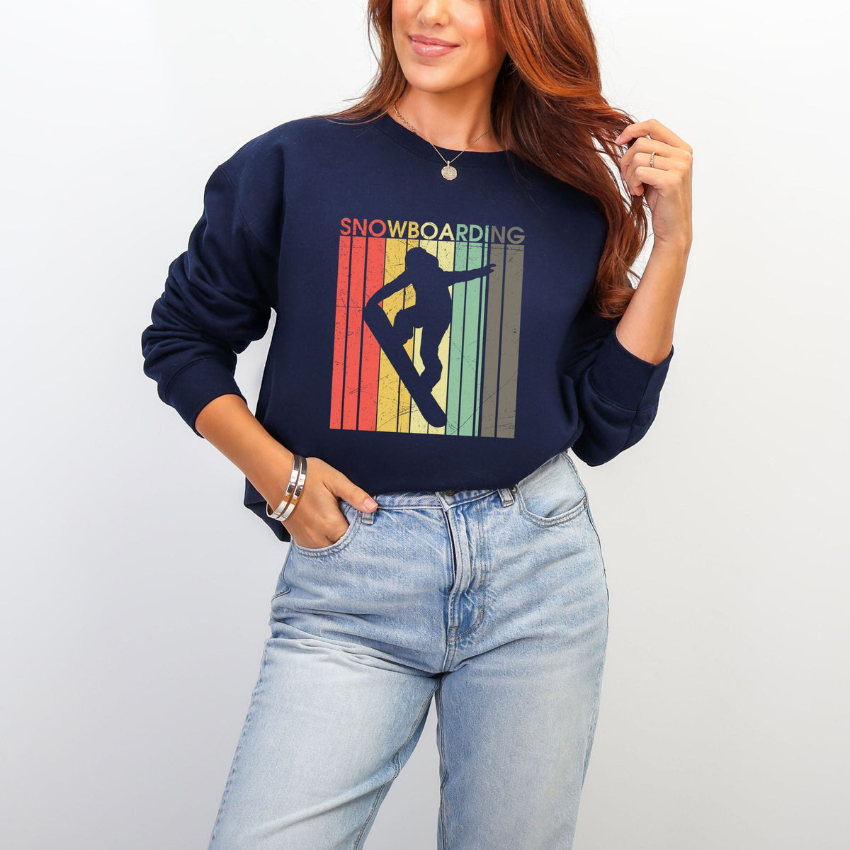 Snowboarding Silhouette Colorful Lines - Women's Graphic Sweatshirt