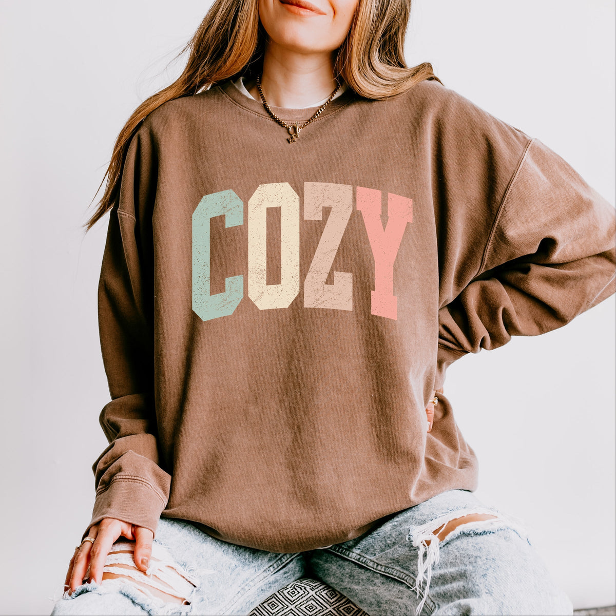 Cozy Arched Pastel - Women's Lightweight Garment Dyed Sweatshirt