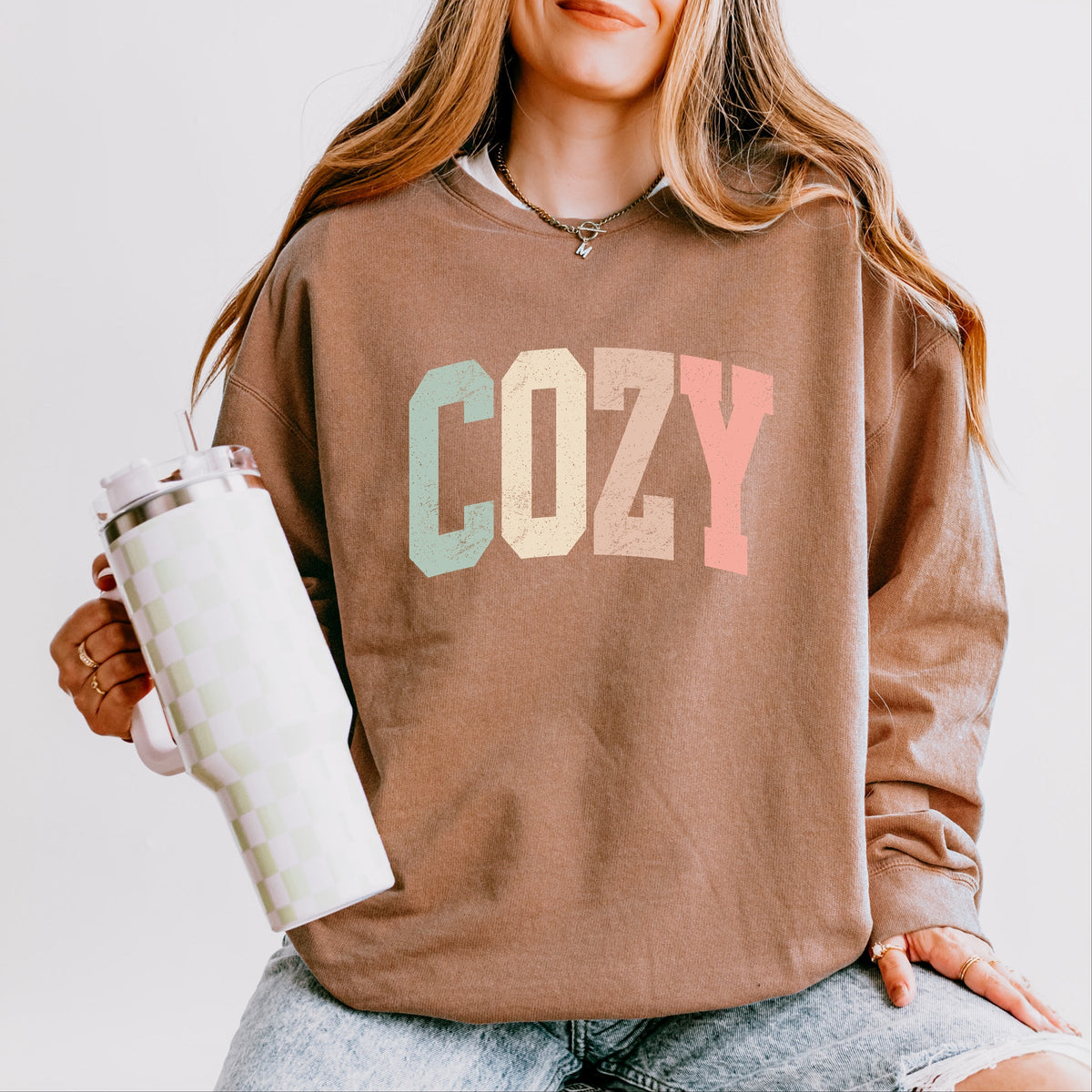 Cozy Arched Pastel - Women's Lightweight Garment Dyed Sweatshirt