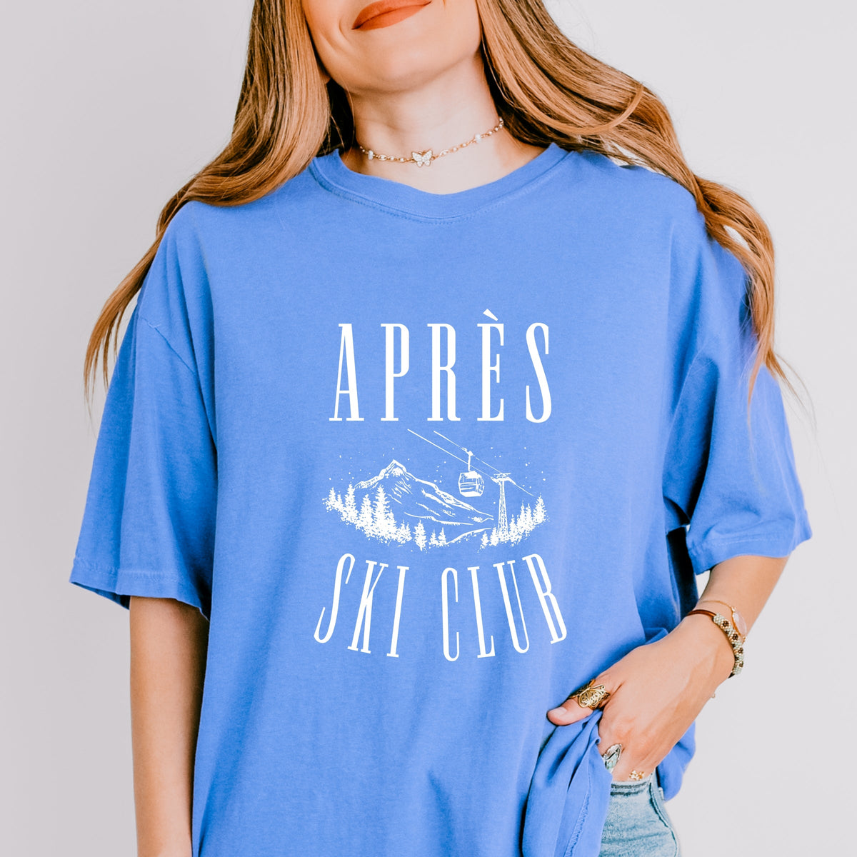 AprÃ©s Ski Lift Outline - Women's Garment Dyed Graphic T-Shirt