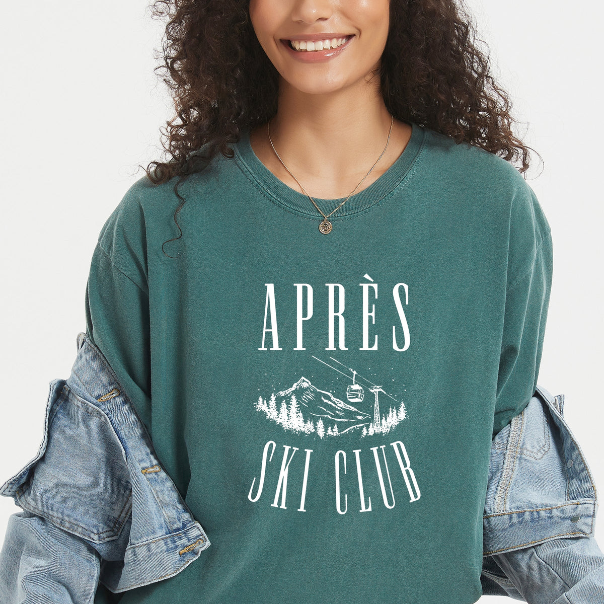 AprÃ©s Ski Lift Outline - Women's Garment Dyed Graphic T-Shirt