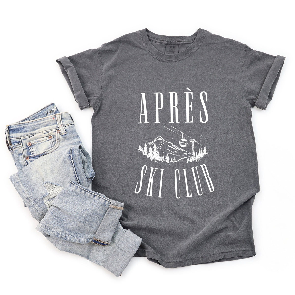 AprÃ©s Ski Lift Outline - Women's Garment Dyed Graphic T-Shirt