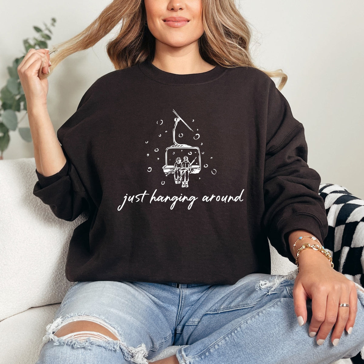 Just Hanging Around Ski Lift - Women's Graphic Sweatshirt