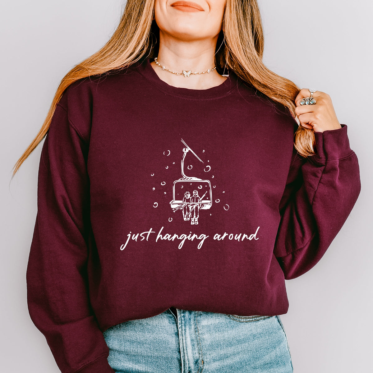 Just Hanging Around Ski Lift - Women's Graphic Sweatshirt