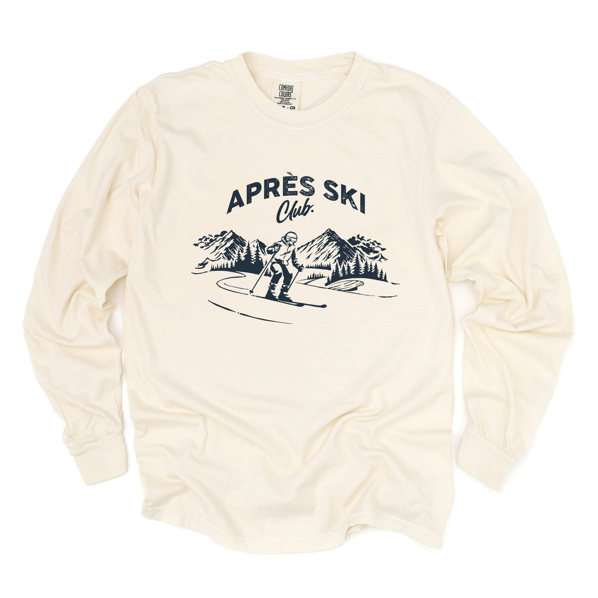 Aprés Ski Club Mountains - Women's Garment Dyed Long Sleeve Graphic T-Shirt