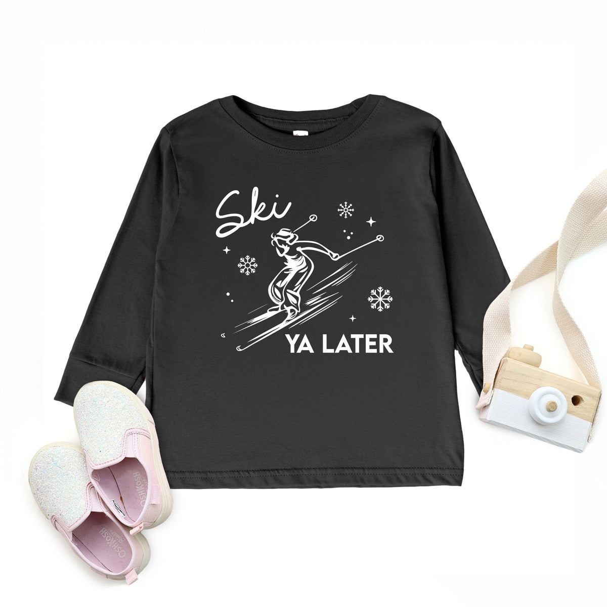 Ski Ya Later Snowflake - Toddler Long Sleeve Graphic Tee
