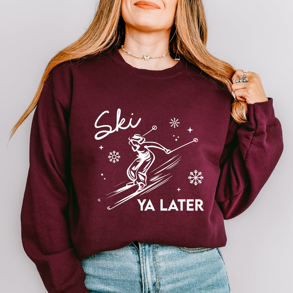 Ski Ya Later Snowflake -  Women's Graphic Sweatshirt