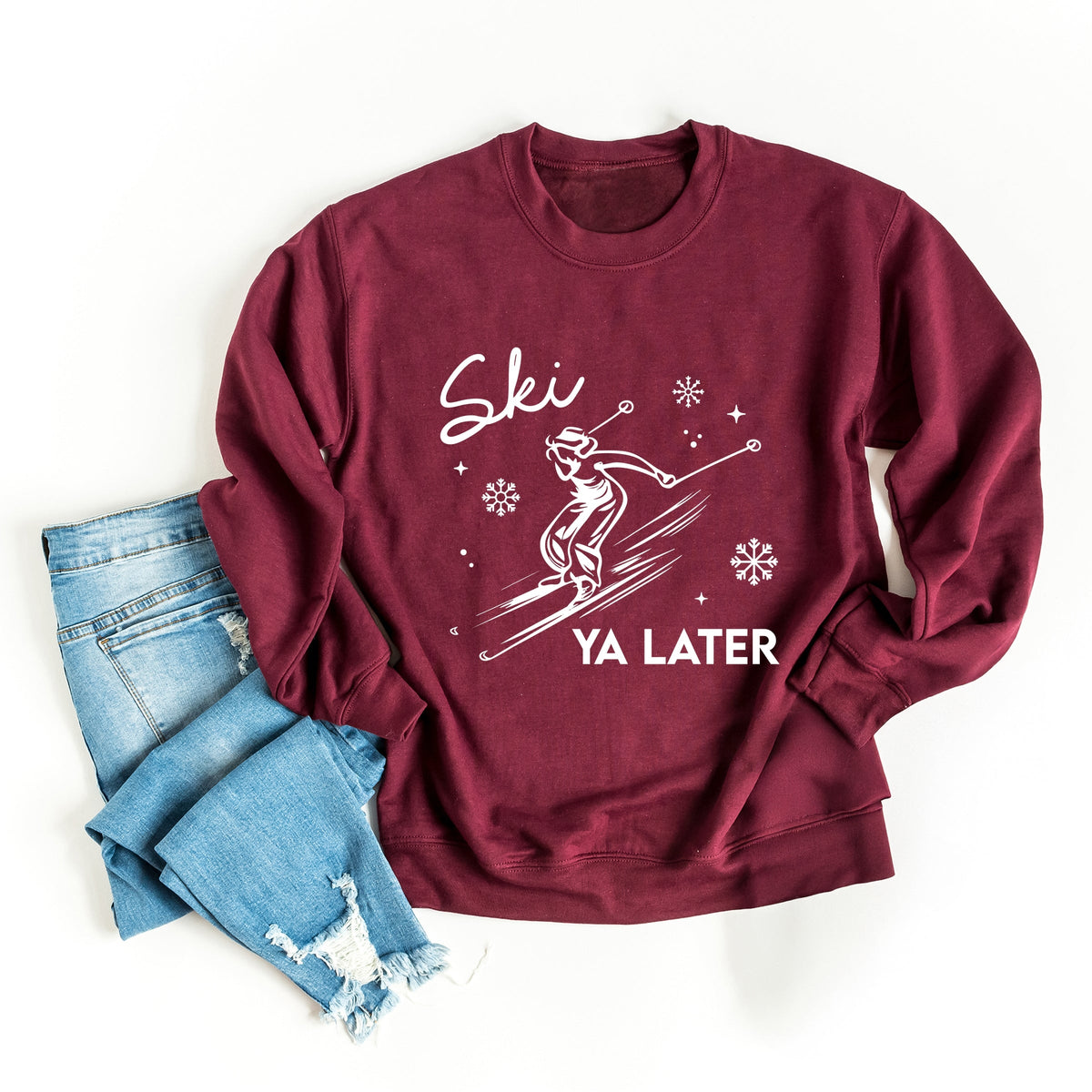 Ski Ya Later Snowflake -  Women's Graphic Sweatshirt