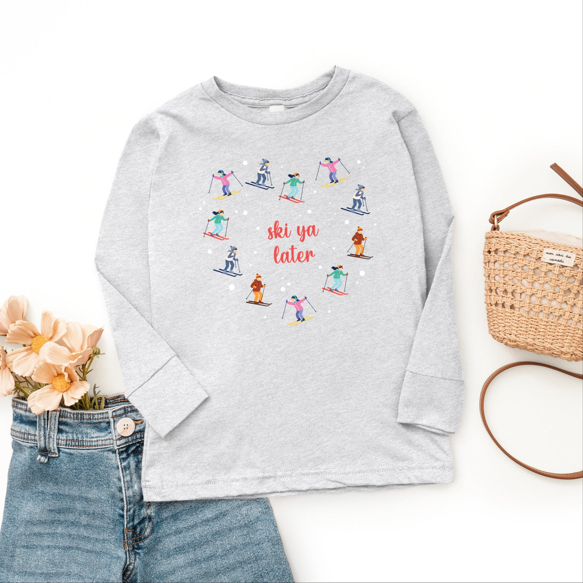 Ski Ya Later Heart - Youth Long Sleeve Graphic T-Shirt