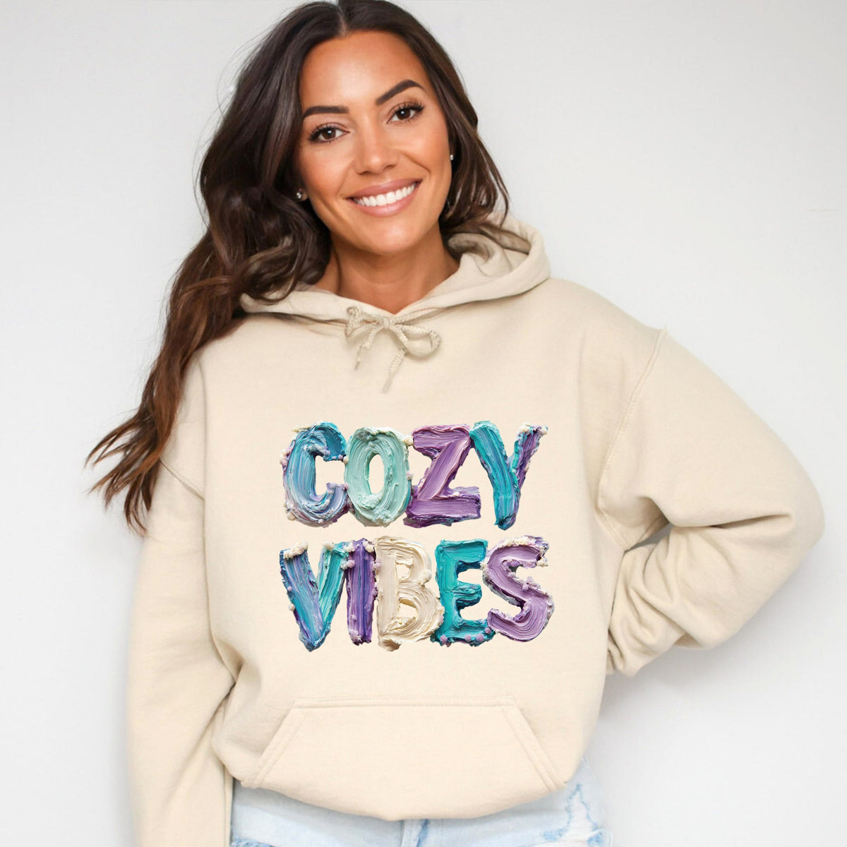 Cozy Vibes Winter Paint Print - Women's Graphic Hoodie