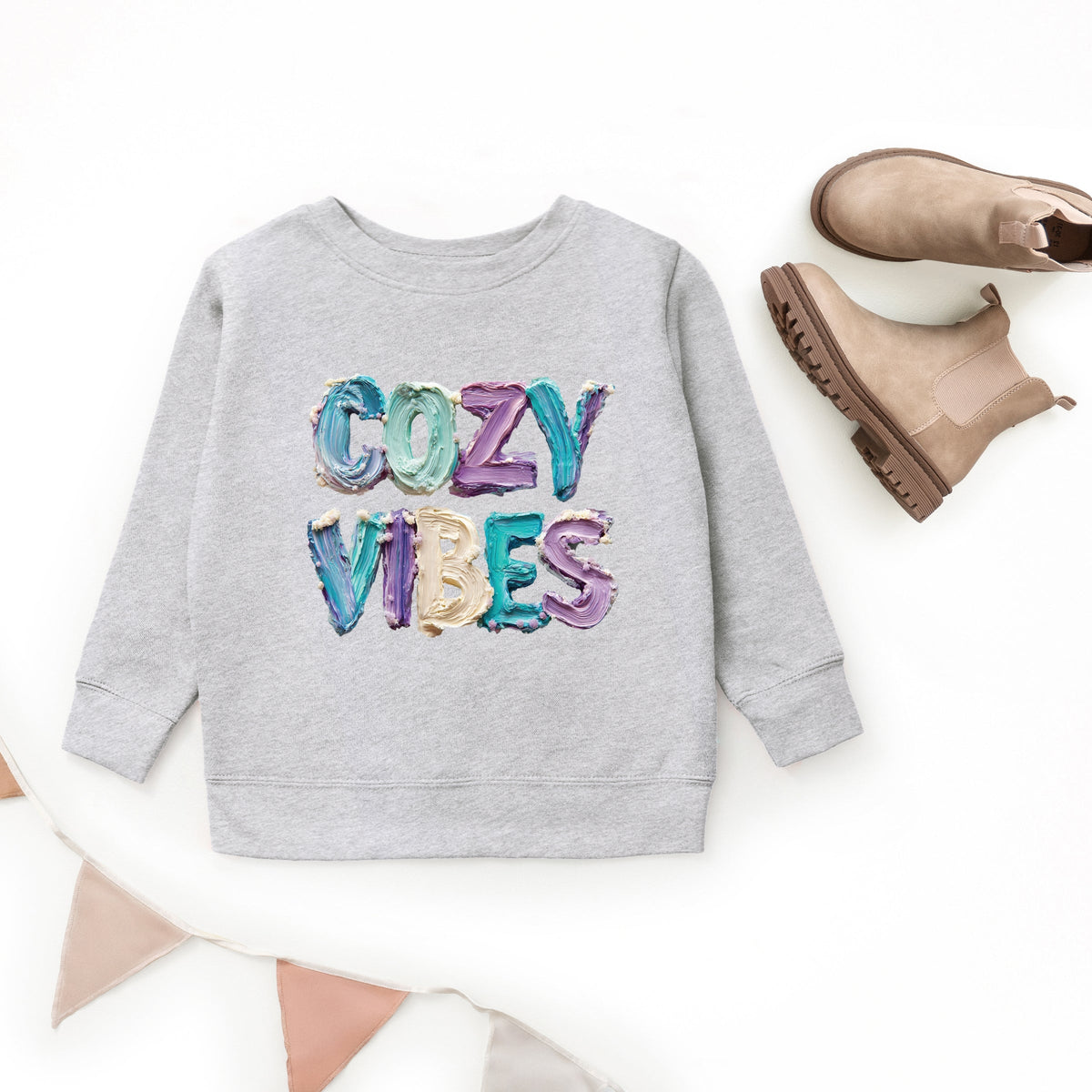 Cozy Vibes Winter Paint Print - Youth Graphic Sweatshirt