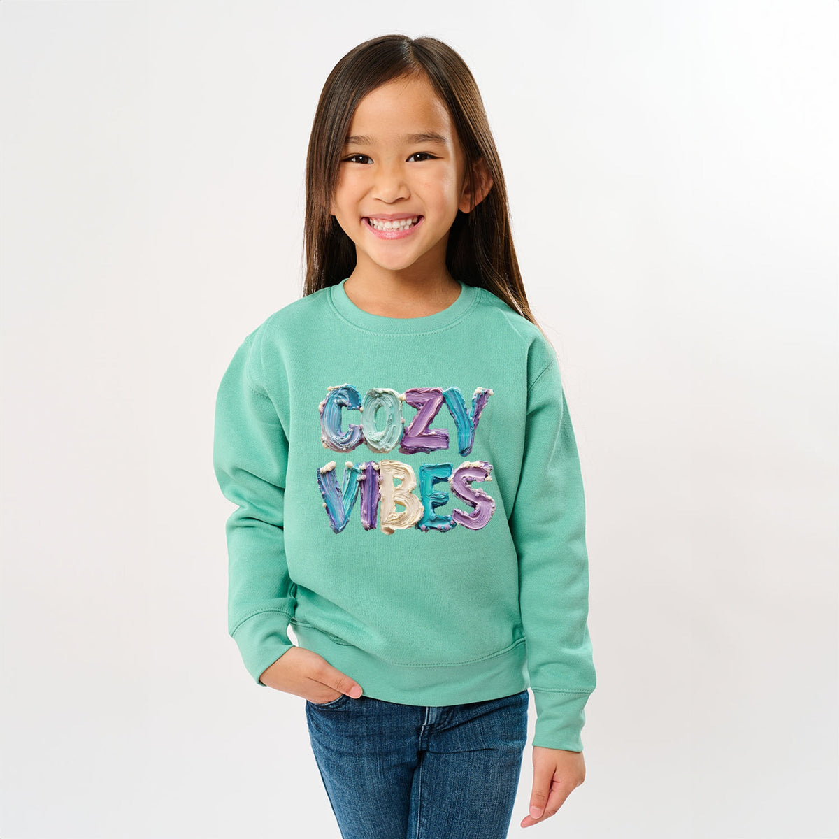 Cozy Vibes Winter Paint Print - Youth Graphic Sweatshirt