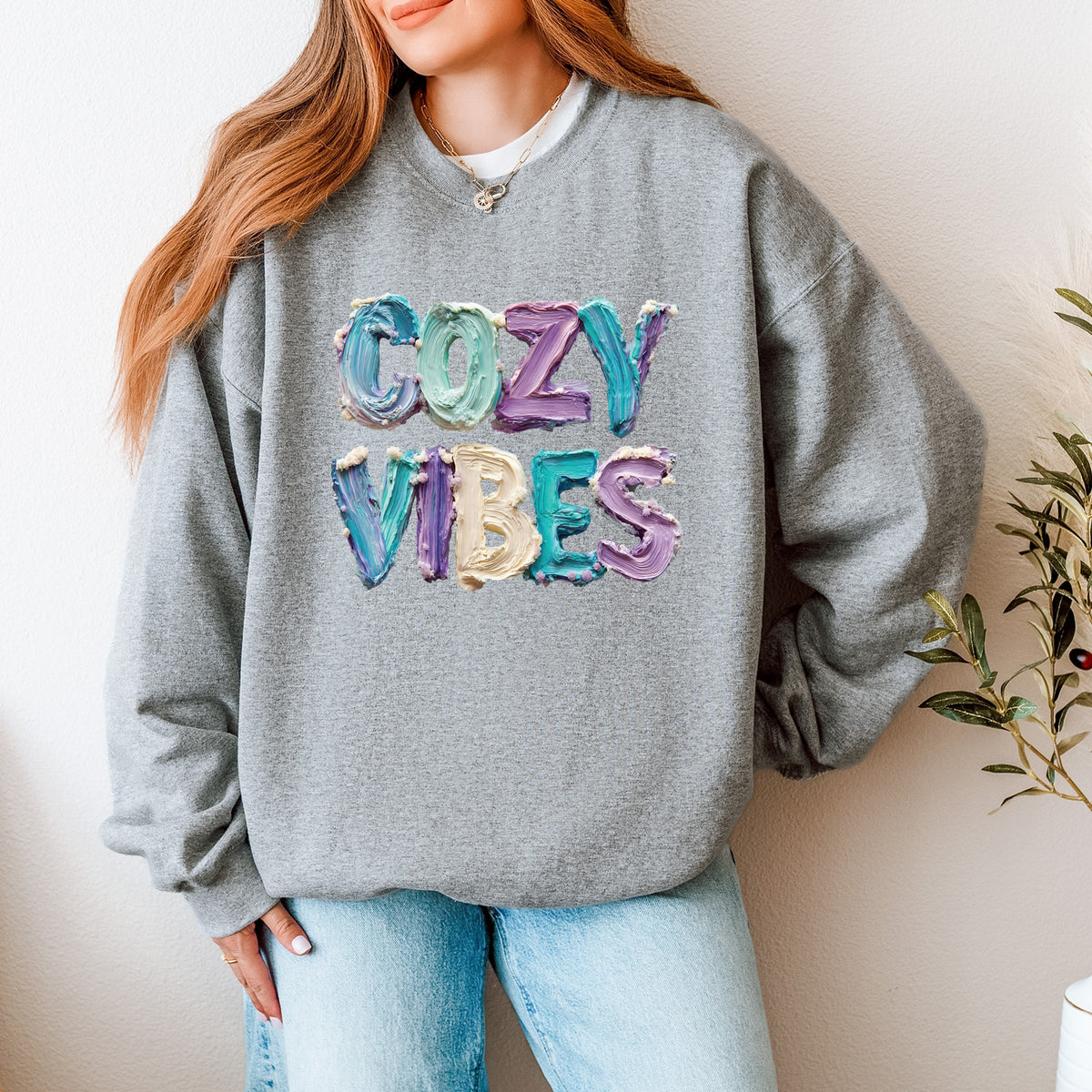 Cozy Vibes Winter Paint Print - Women's Graphic Sweatshirt