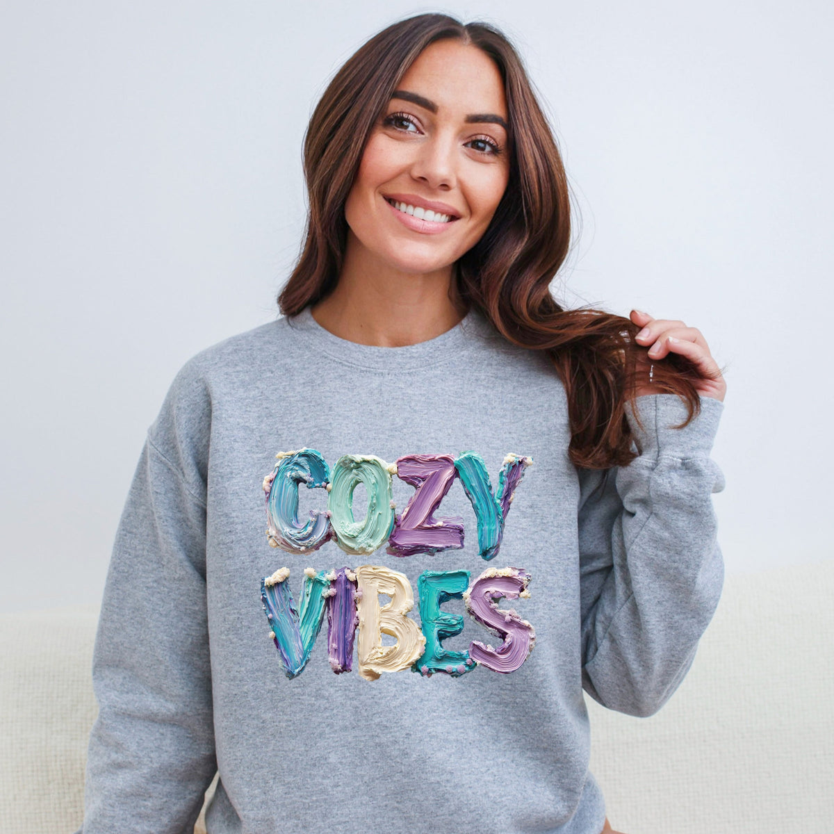 Cozy Vibes Winter Paint Print - Women's Graphic Sweatshirt