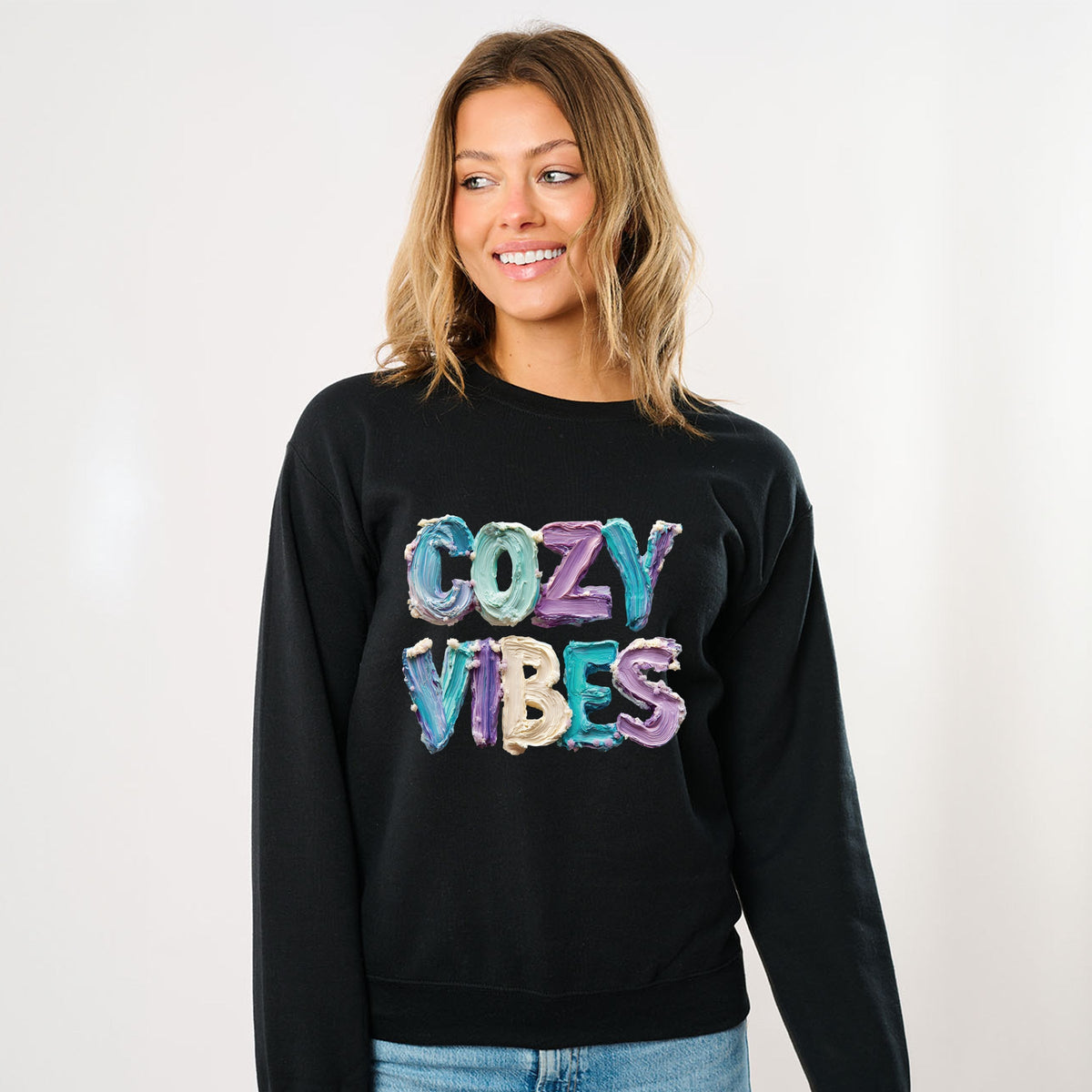 Cozy Vibes Winter Paint Print - Women's Graphic Sweatshirt