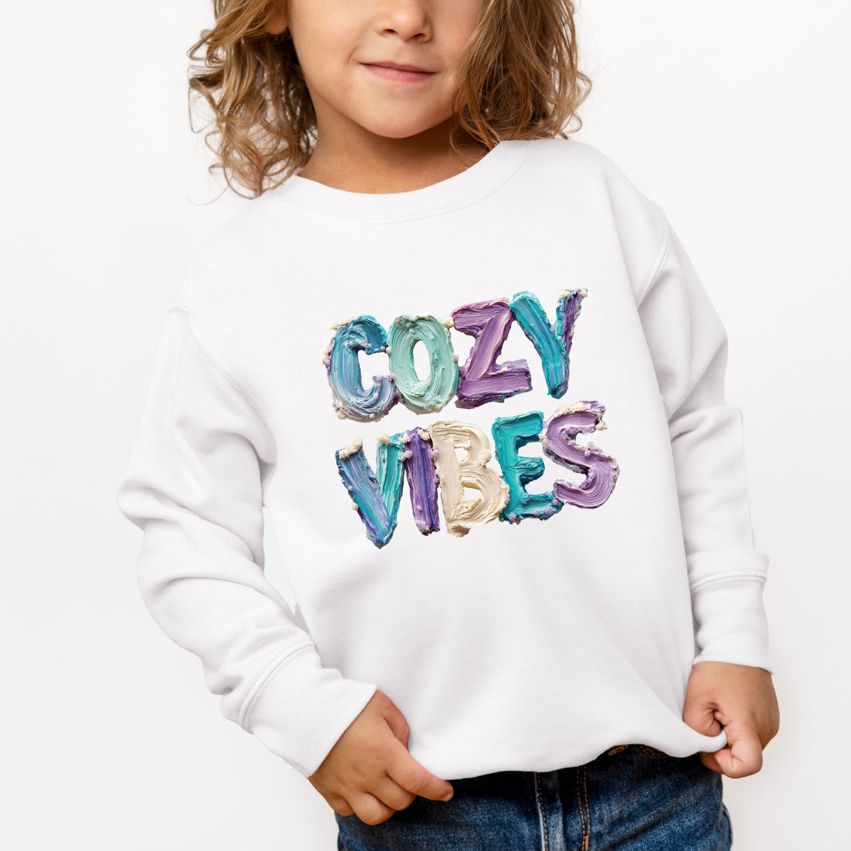Cozy Vibes Winter Paint Print - Toddler Graphic Sweatshirt