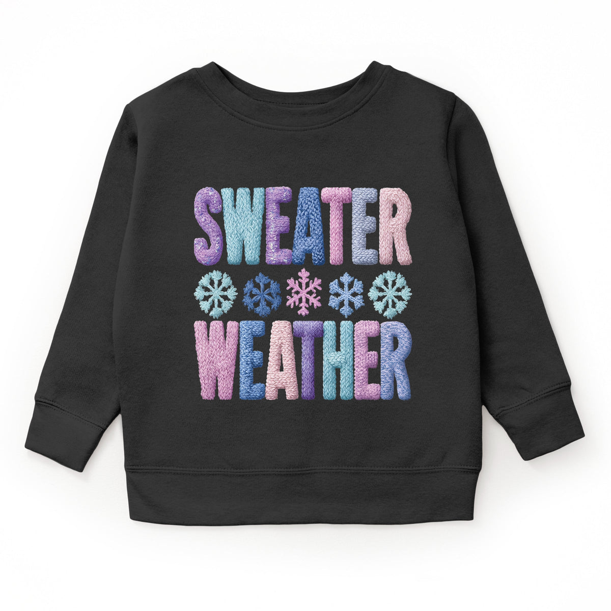 Sweater Weather Snowflake Knit Print - Youth Graphic Sweatshirt