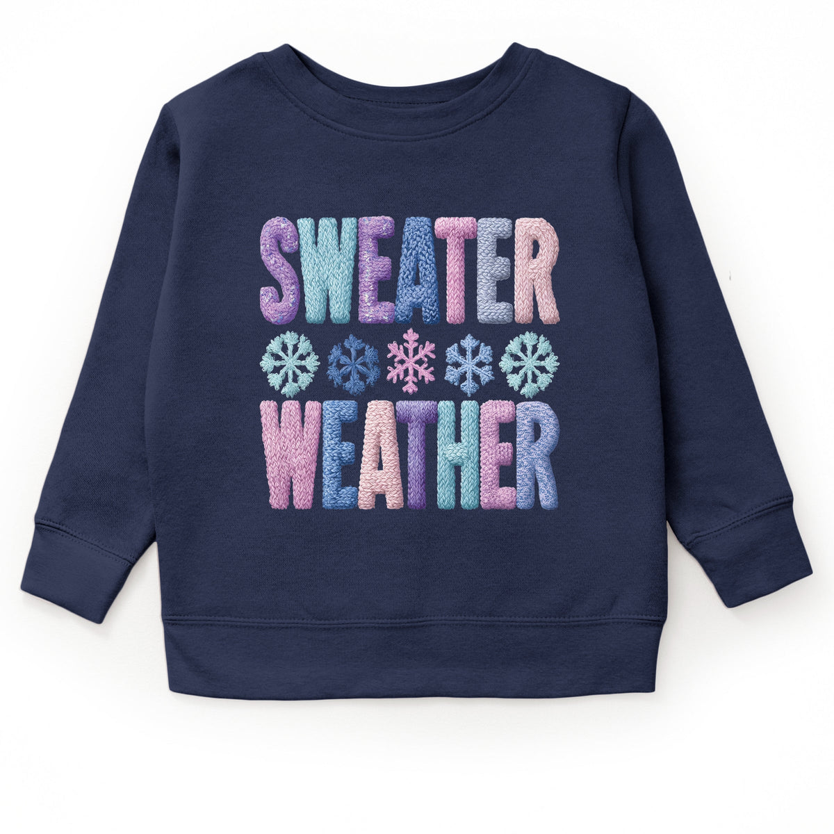 Sweater Weather Snowflake Knit Print - Youth Graphic Sweatshirt