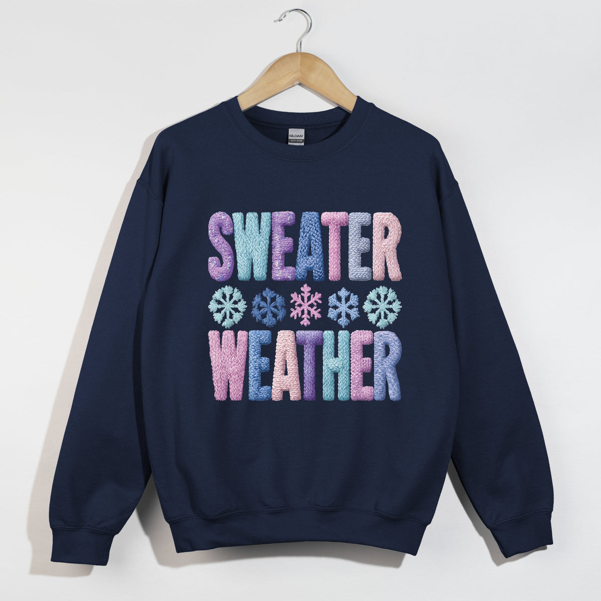 Sweater Weather Snowflake Knit Print -  Women's Graphic Sweatshirt