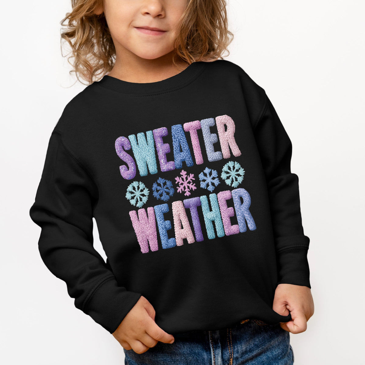 Sweater Weather Snowflake Knit Print - Toddler Graphic Sweatshirt