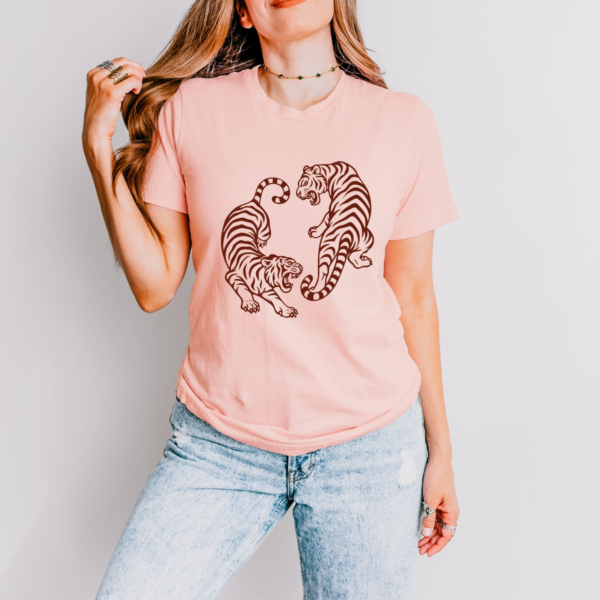 Two Tigers - Women's Short Sleeve Graphic T-Shirt