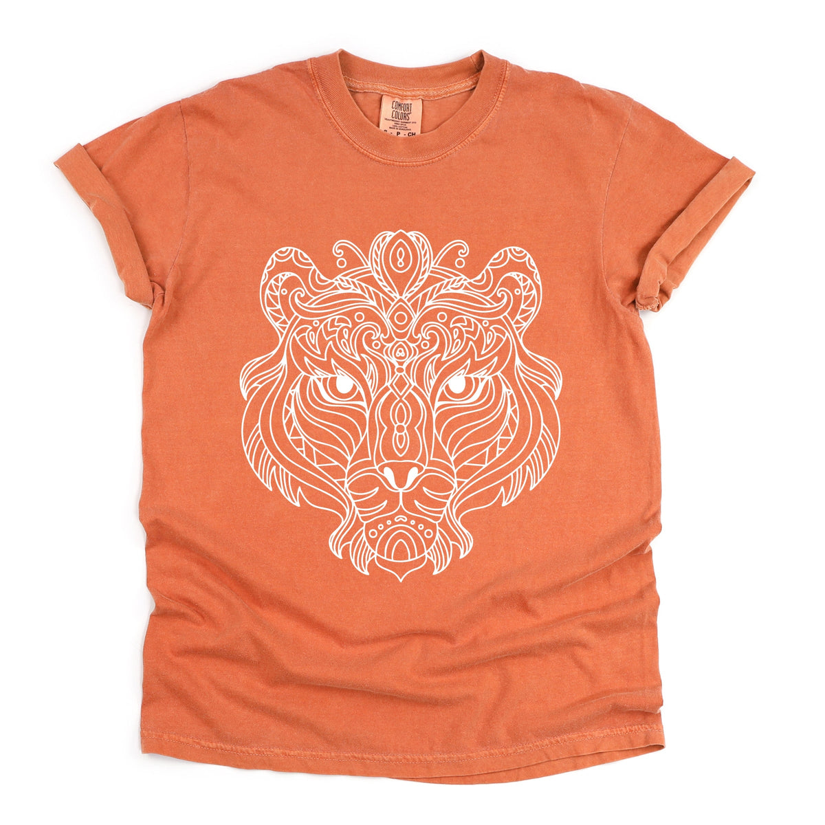 Tiger Face Mandala - Women's Garment Dyed Graphic T-Shirt