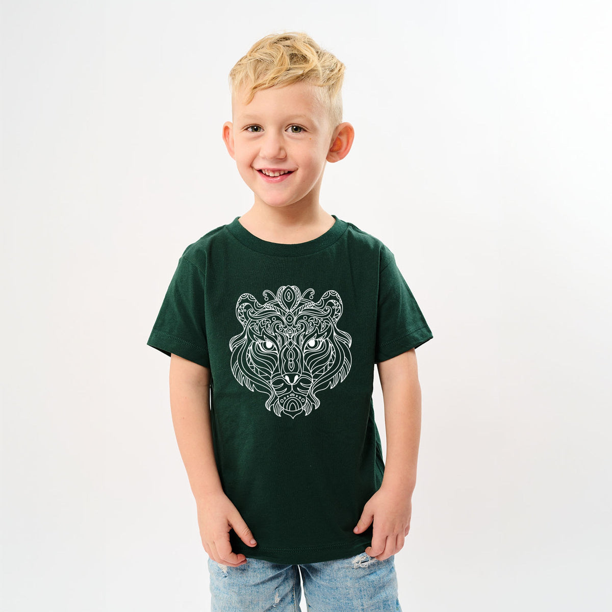 Tiger Face Mandala - Youth Short Sleeve Graphic T-Shirt
