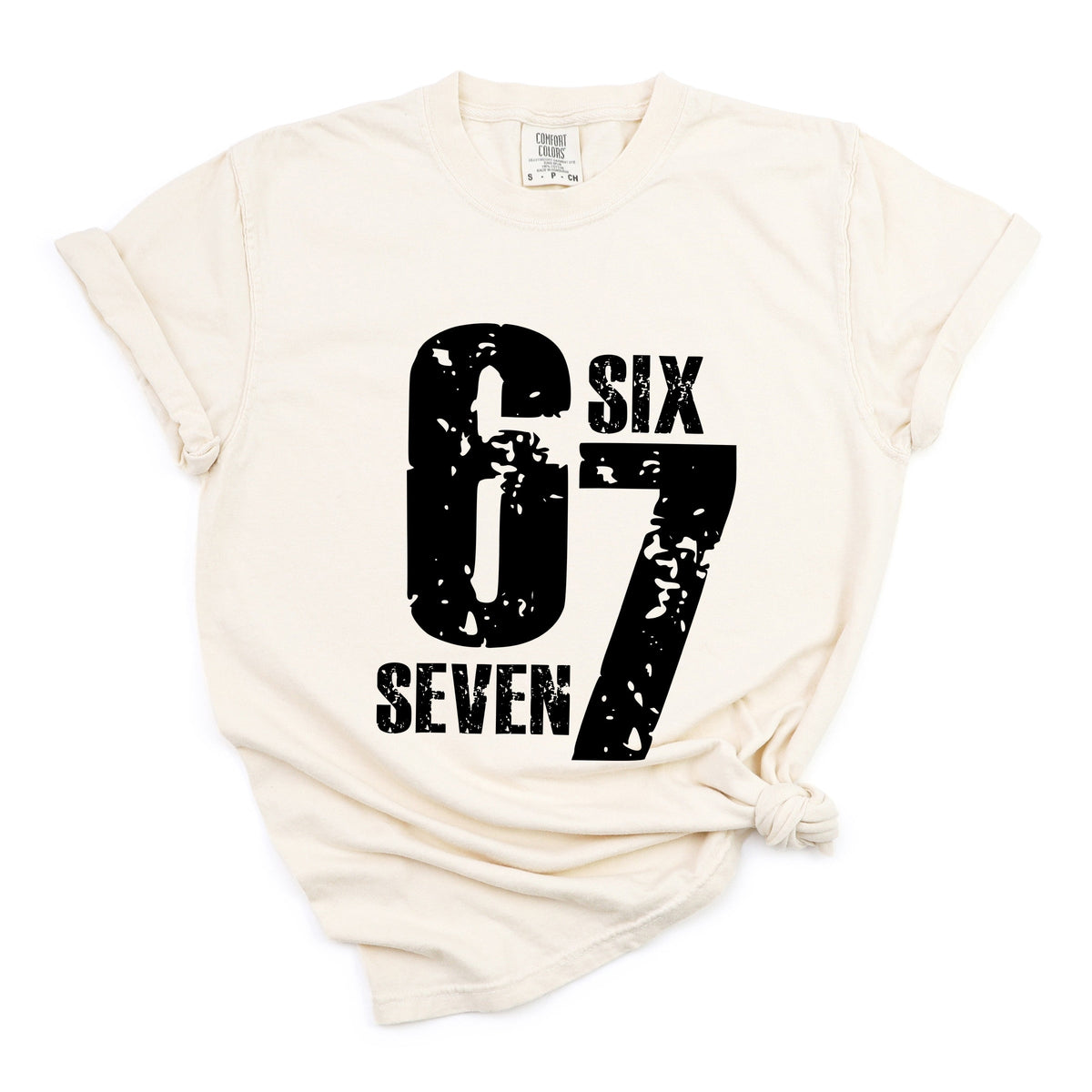 Six Seven Distressed - Women's Garment Dyed Graphic T-Shirt