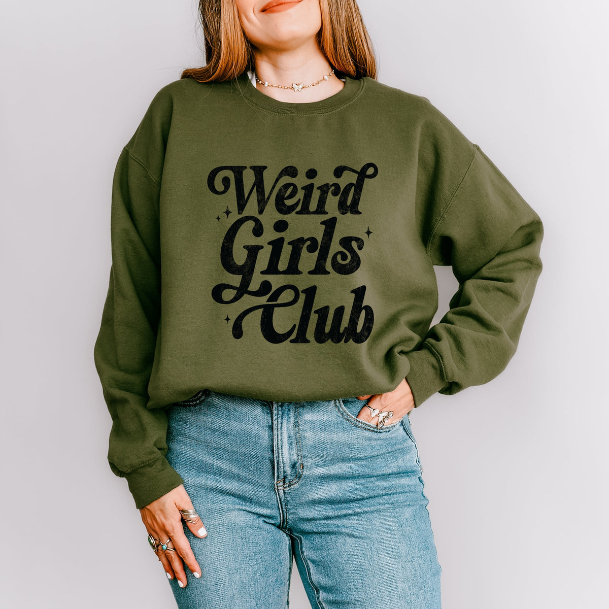 Weird Girls Club Distressed - Women's Graphic Sweatshirt