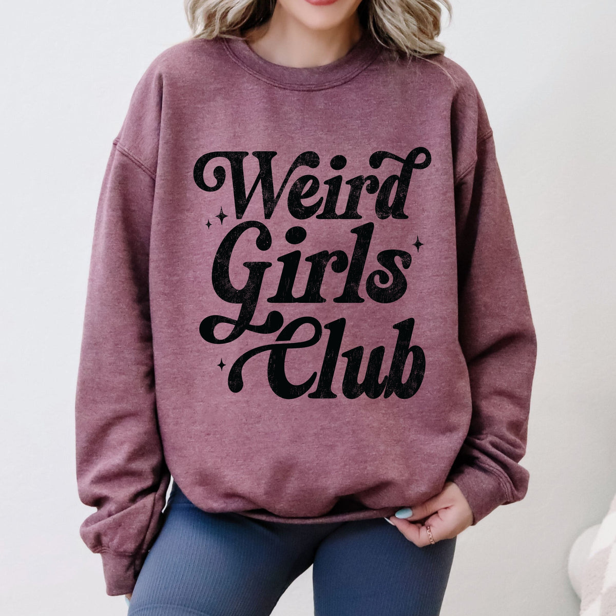 Weird Girls Club Distressed - Women's Graphic Sweatshirt