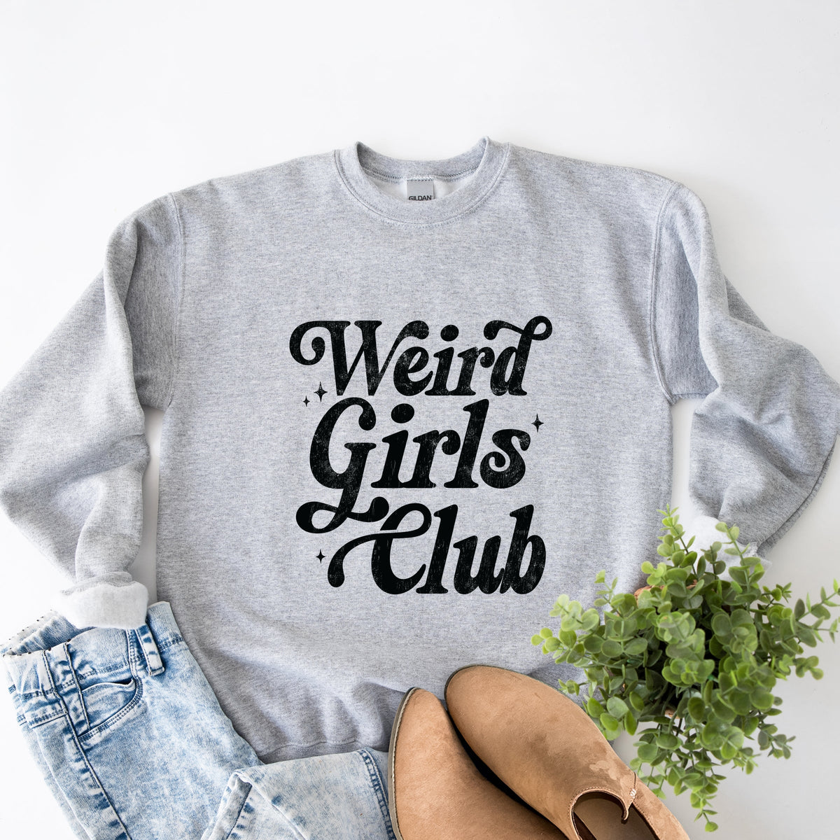 Weird Girls Club Distressed - Women's Graphic Sweatshirt
