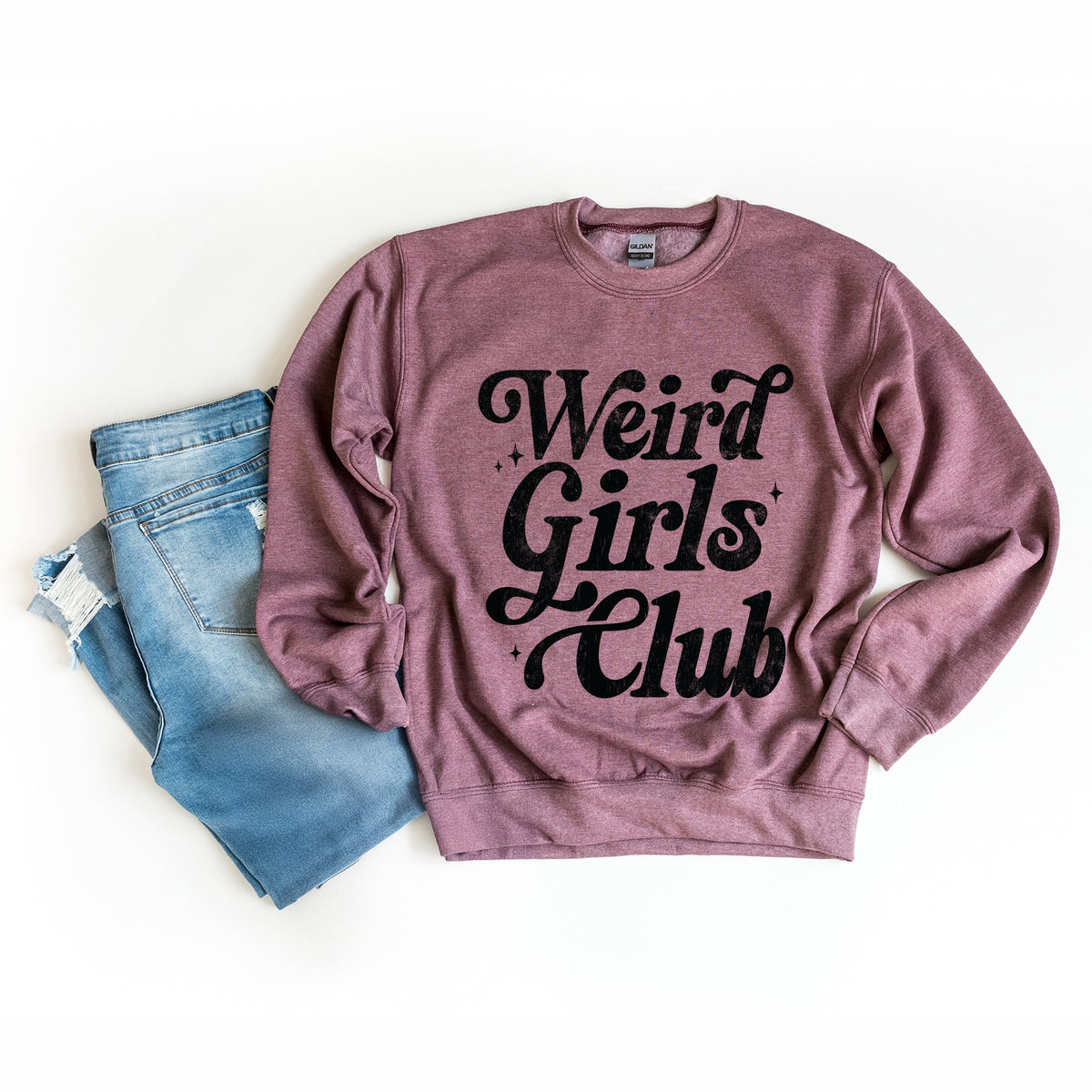 Weird Girls Club Distressed - Women's Graphic Sweatshirt